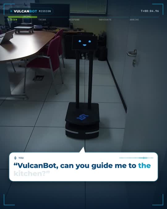 VulcanBot navigating an office